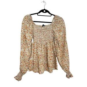 Cynthia Rowley Floral Smocked Blouse - Bohemian Peasant Size Women’s Small